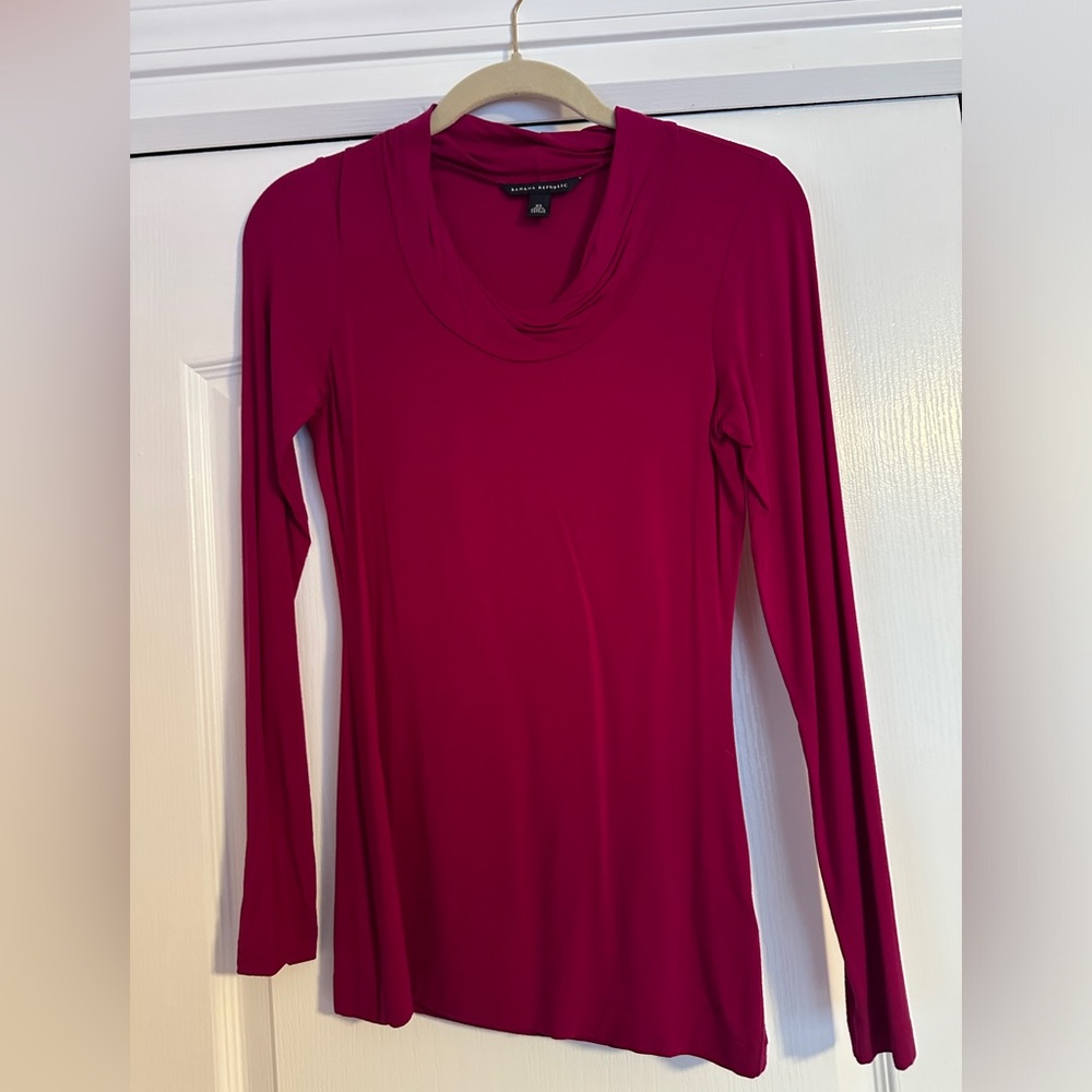 Banana Republic Fuchsia Cowl Neck Long Sleeve Shirt